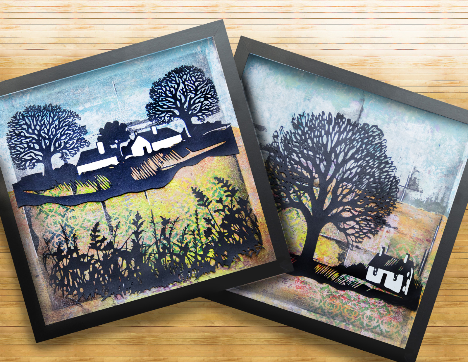 Silhouet van een plattelandslandschap