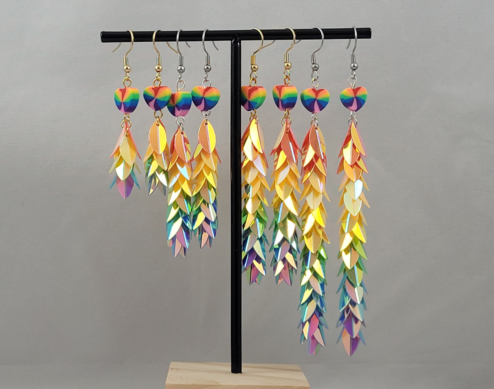 Regenboog hart holografische oorbellen