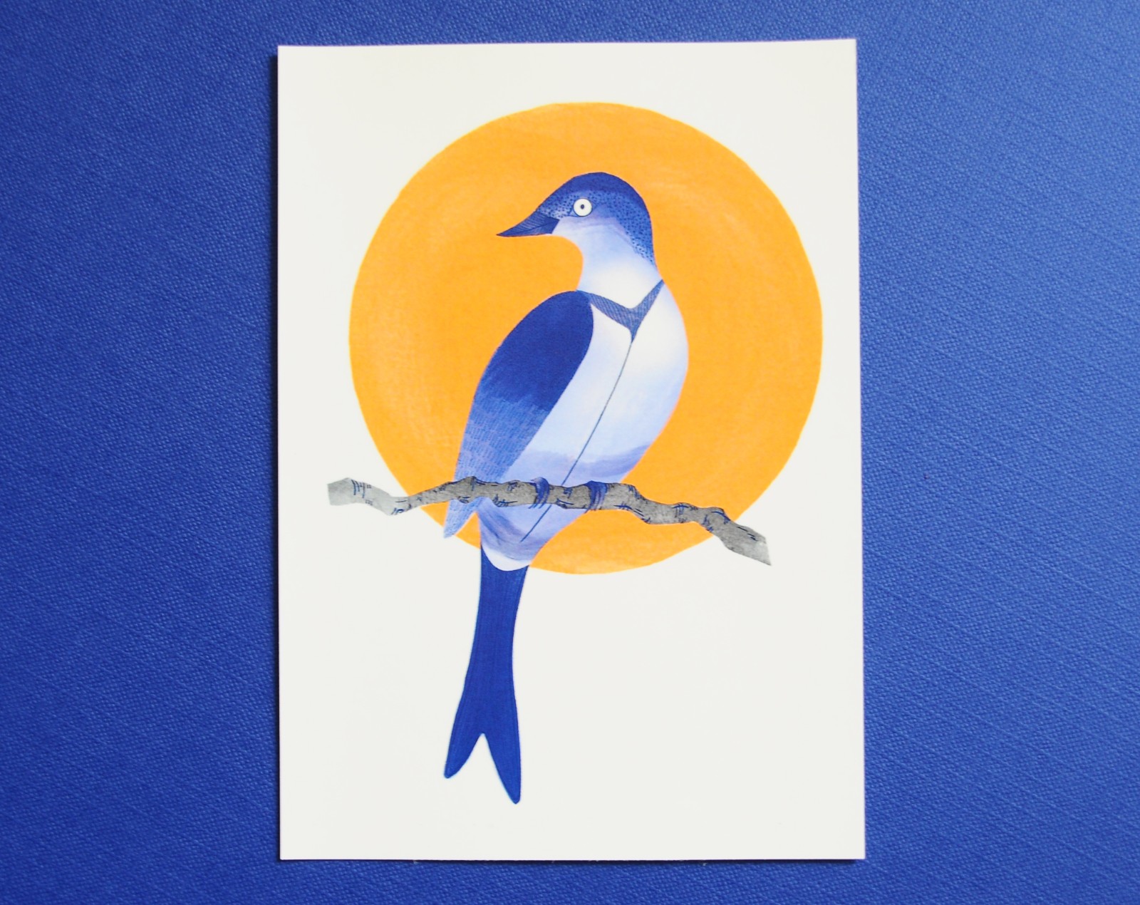 Chinese Bird A6 Kaart, Vogel Aquarel Print - 96832 Chinese Bird A6 Kaart, Vogel Aquarel Print