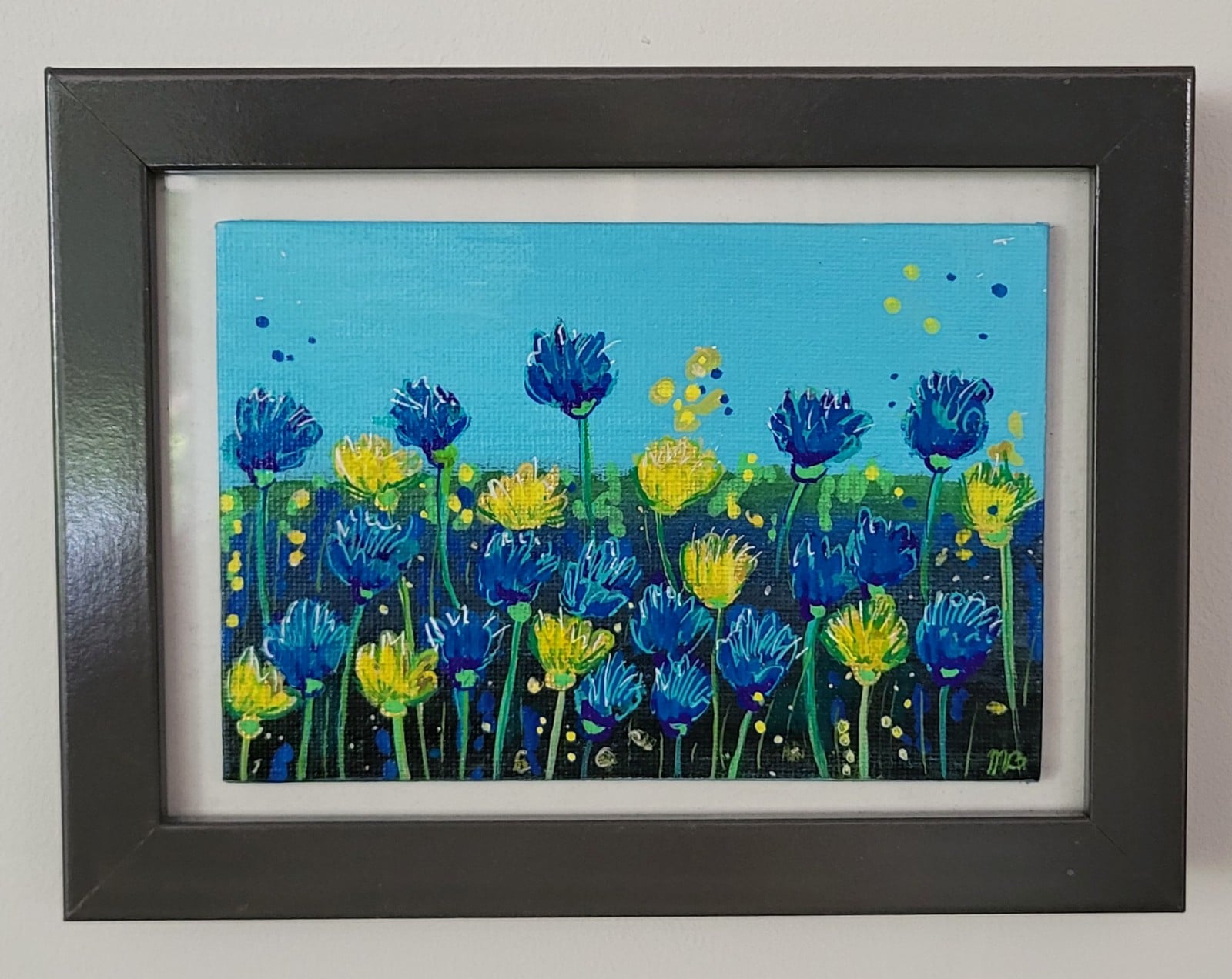 Canvasje 'Korenbloemen' origineel acryl schilderij 10x15 - 150772 'Korenbloemen' origineel acryl schilderij 10x15