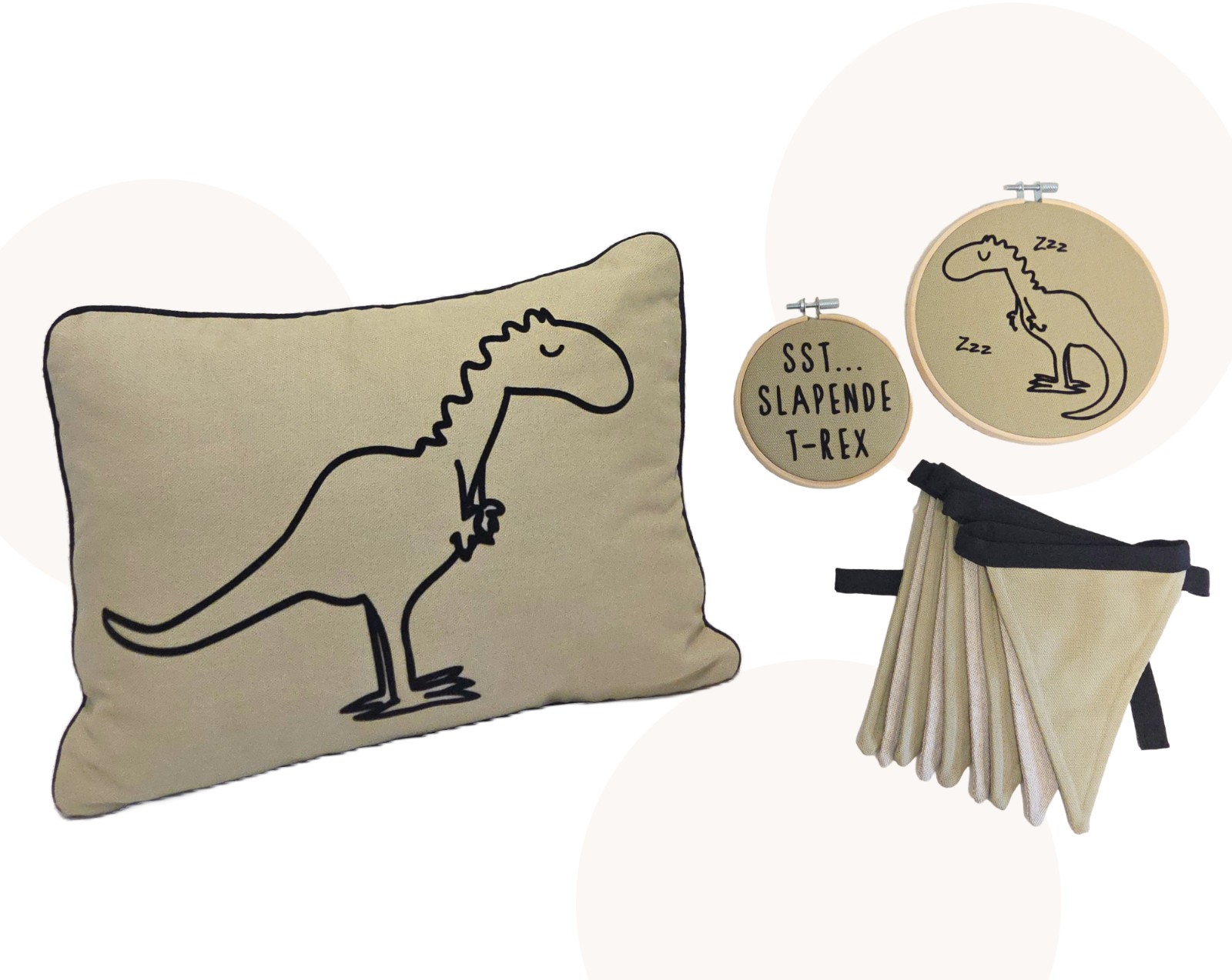 Handgemaakte Decoratie-/ Cadeauset Xavi de T-Rex | Dinokamer decoratie