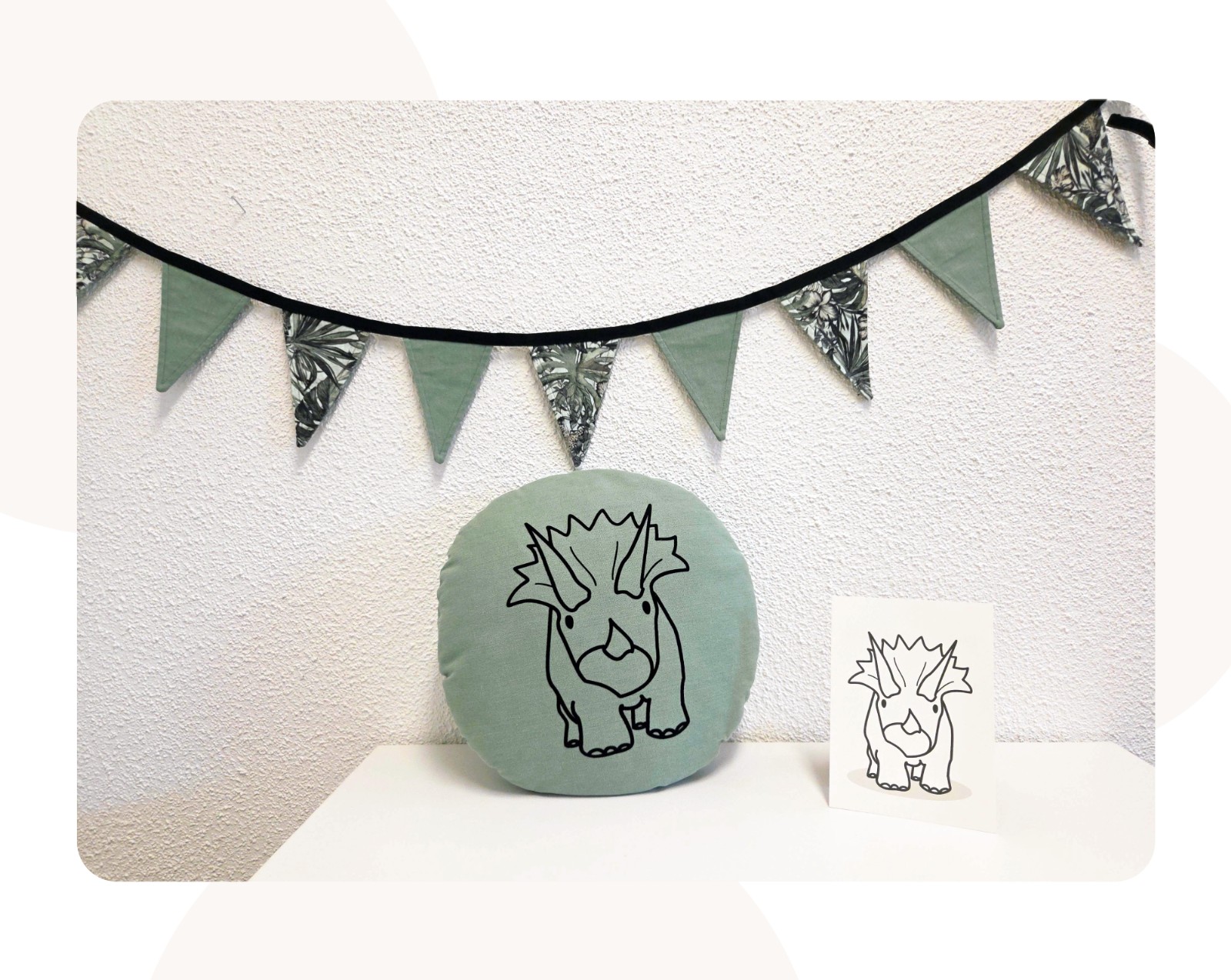 Handgemaakte decoratieset voor de dinokamer | Mintgroen