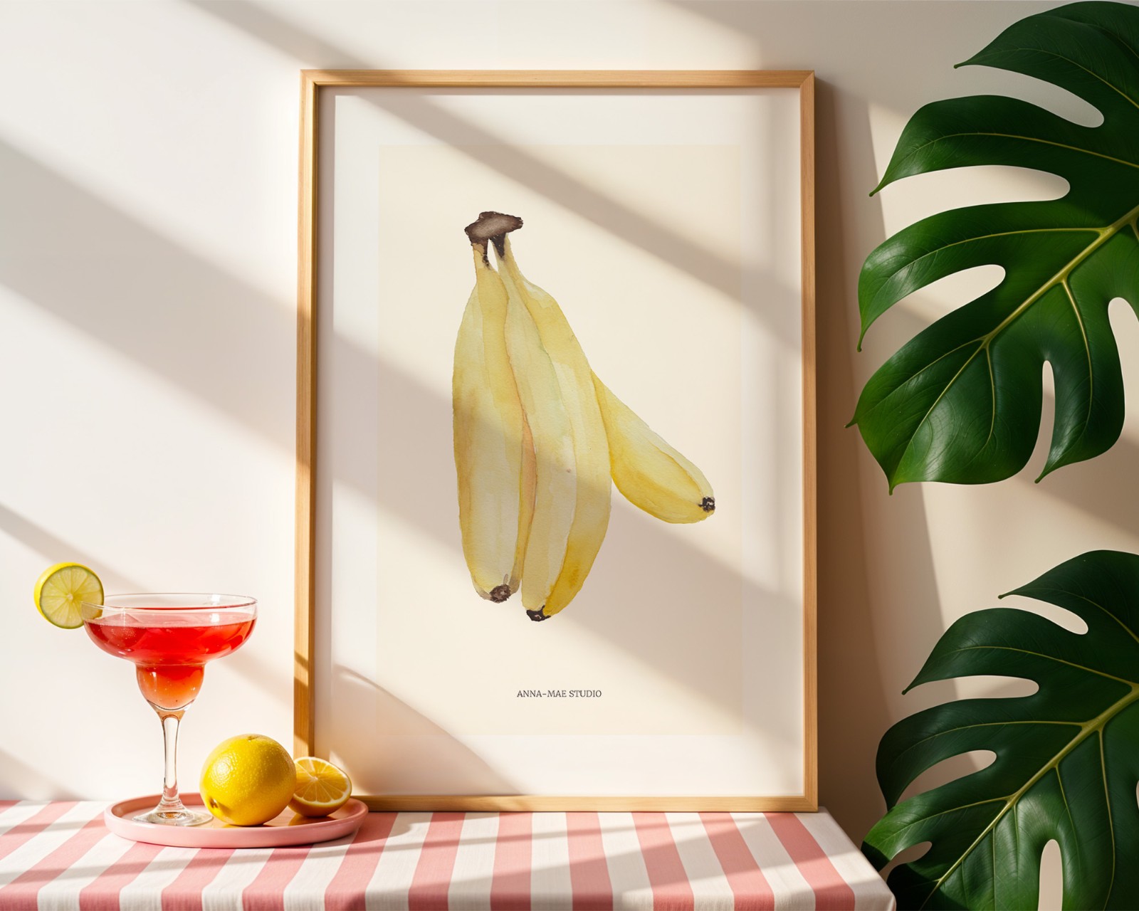 Bananen Poster | Handgeschilderde fruitillustratie – Anna-Mae Studio - 90840 Bananen Poster | Handgeschilderde fruitillustratie – Anna-Mae Studio