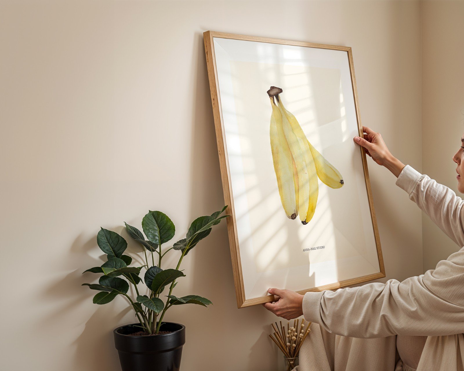 Bananen Poster | Handgeschilderde fruitillustratie – Anna-Mae Studio - 90842 Bananen Poster | Handgeschilderde fruitillustratie – Anna-Mae Studio