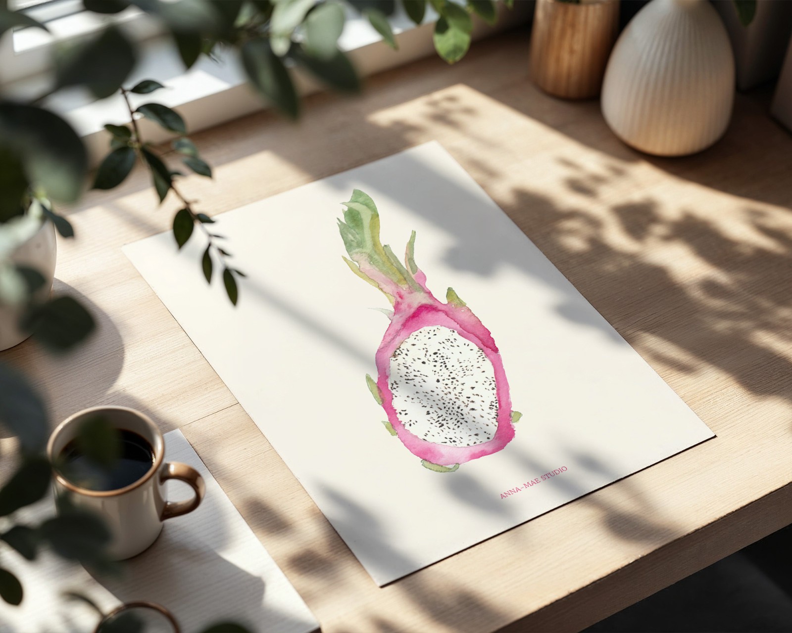 Dragon Fruit Poster | Handgeschilderde fruitillustratie – Anna-Mae … - 90845 Dragon Fruit Poster | Handgeschilderde fruitillustratie – Anna-Mae Studio