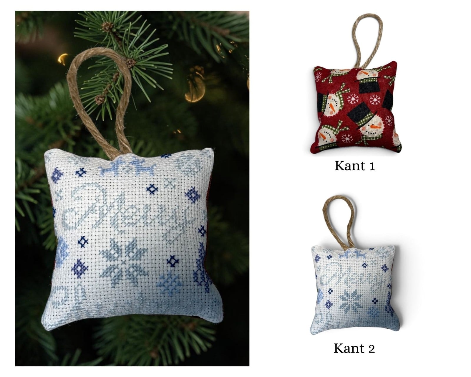 Handgemaakte kersthanger 8 cm – Delftsblauw borduurwerk en kerststo… - 156008 Handgemaakte kersthanger 8 cm – Delftsblauw borduurwerk en kerststof 2