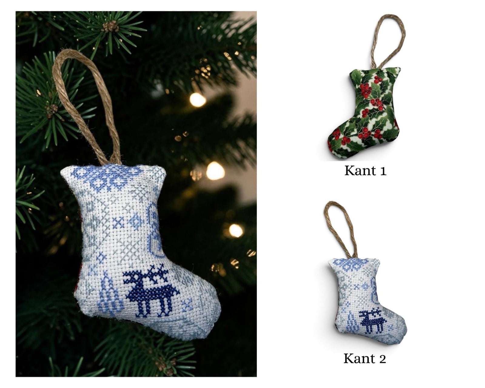 Handgemaakte kerstsok kersthanger 8 cm – Delftsblauw borduurwerk 1 - 156015 Handgemaakte kerstsok kersthanger 8 cm – Delftsblauw borduurwerk 1