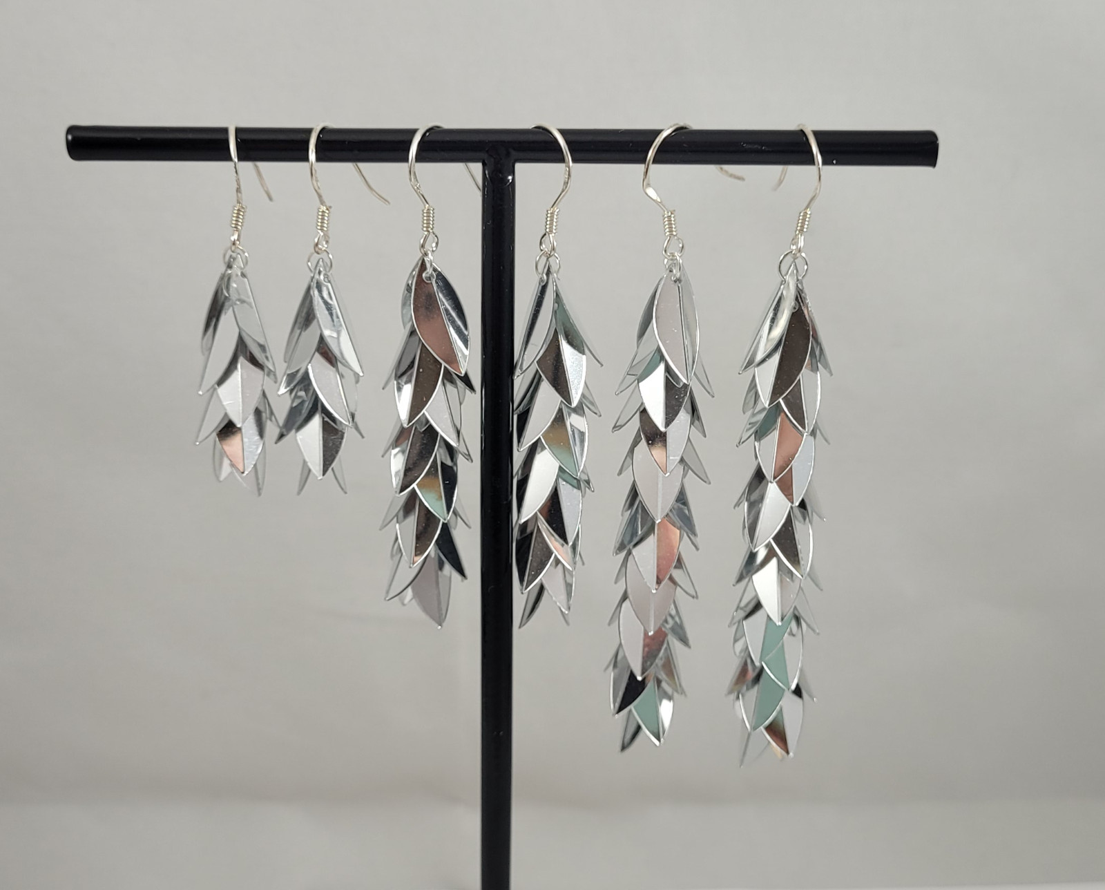 Zilver pailletten hang oorbellen - 101324 Zilver pailletten hang oorbellen