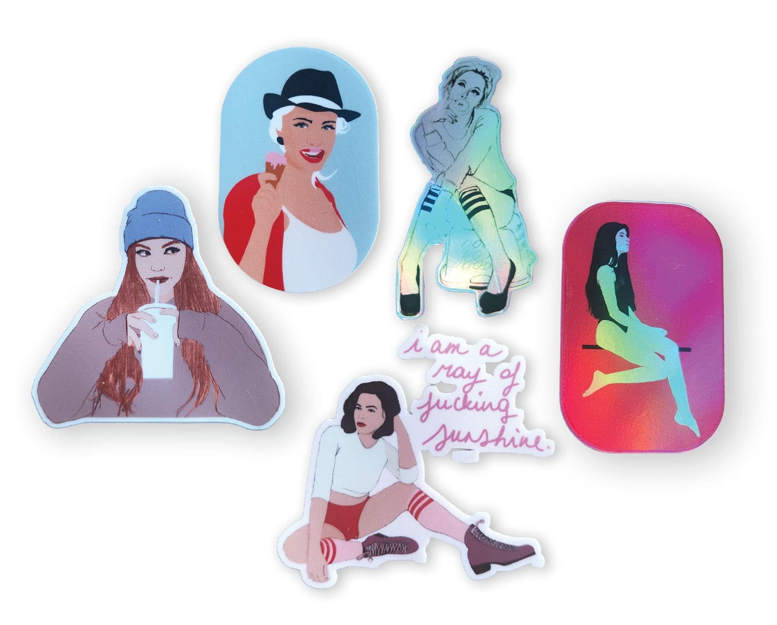 Stickerset met 5 vrouwelijke illustraties - 151024 Stickerset met 5 vrouwelijke illustraties