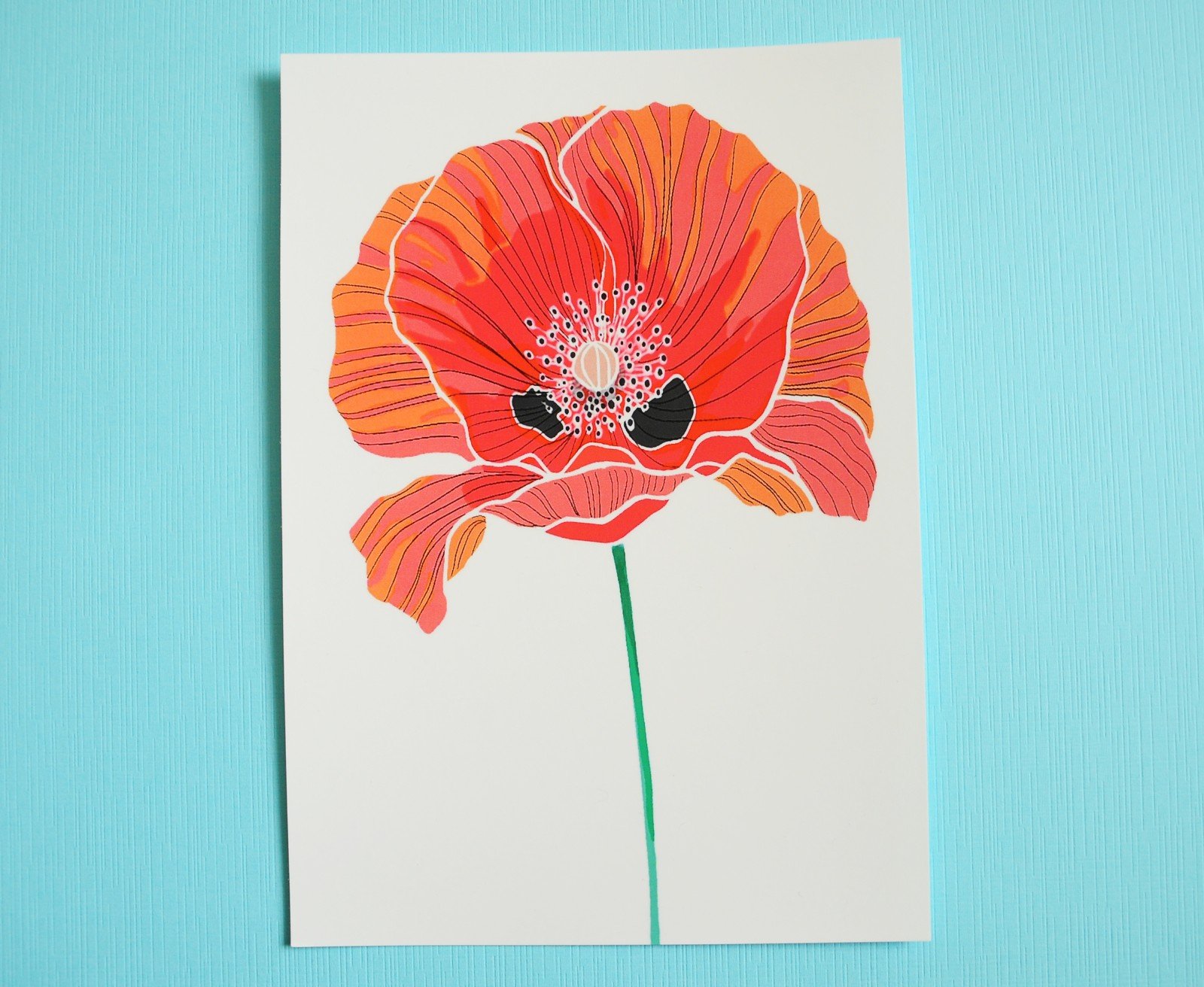 Klaproos A5 Print - 94409 Klaproos A5 Print, Rode Bloem Illustratie