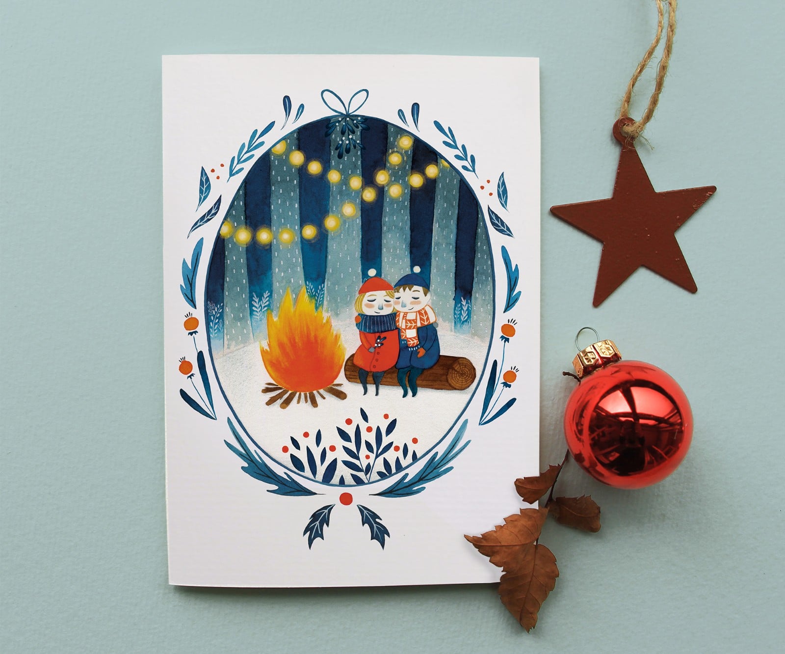 Kerstkaart Knus Kampvuur - 108076 Kerstkaart Knus Kampvuur