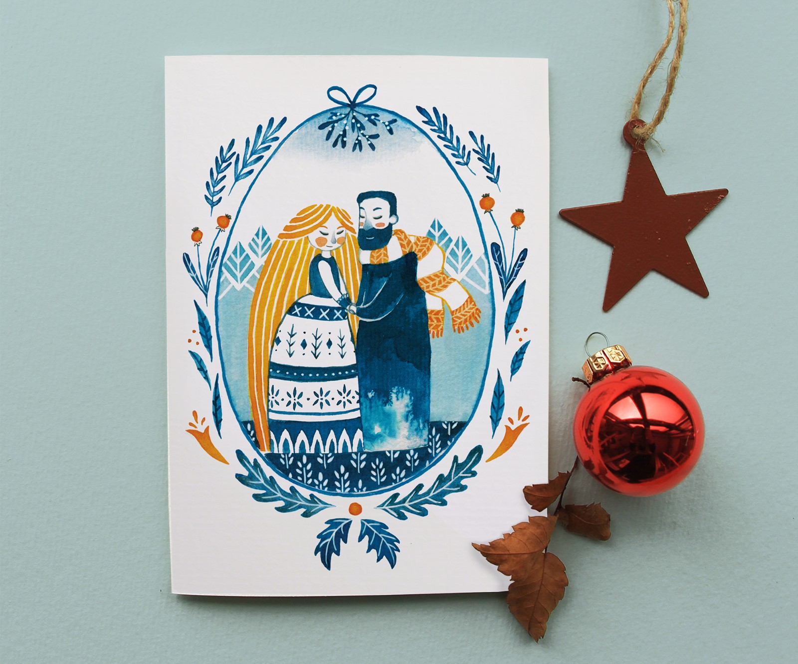 Kerstkaart Mistletoe - 108067 Kerstkaart Mistletoe