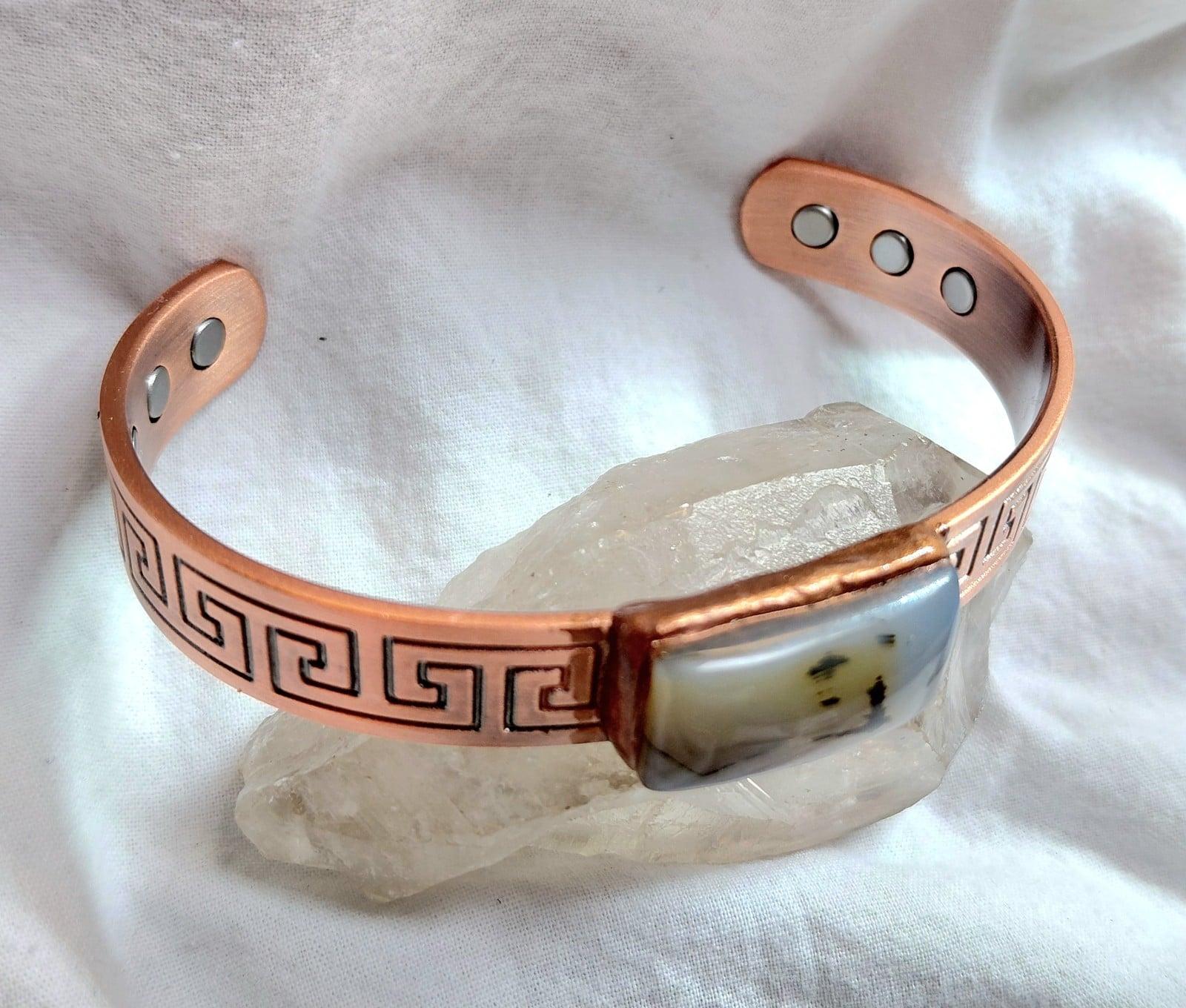 Koper-/magneet armbanden met dendriet opaal - 143394 Koper-/magneet armband met dendriet opaal