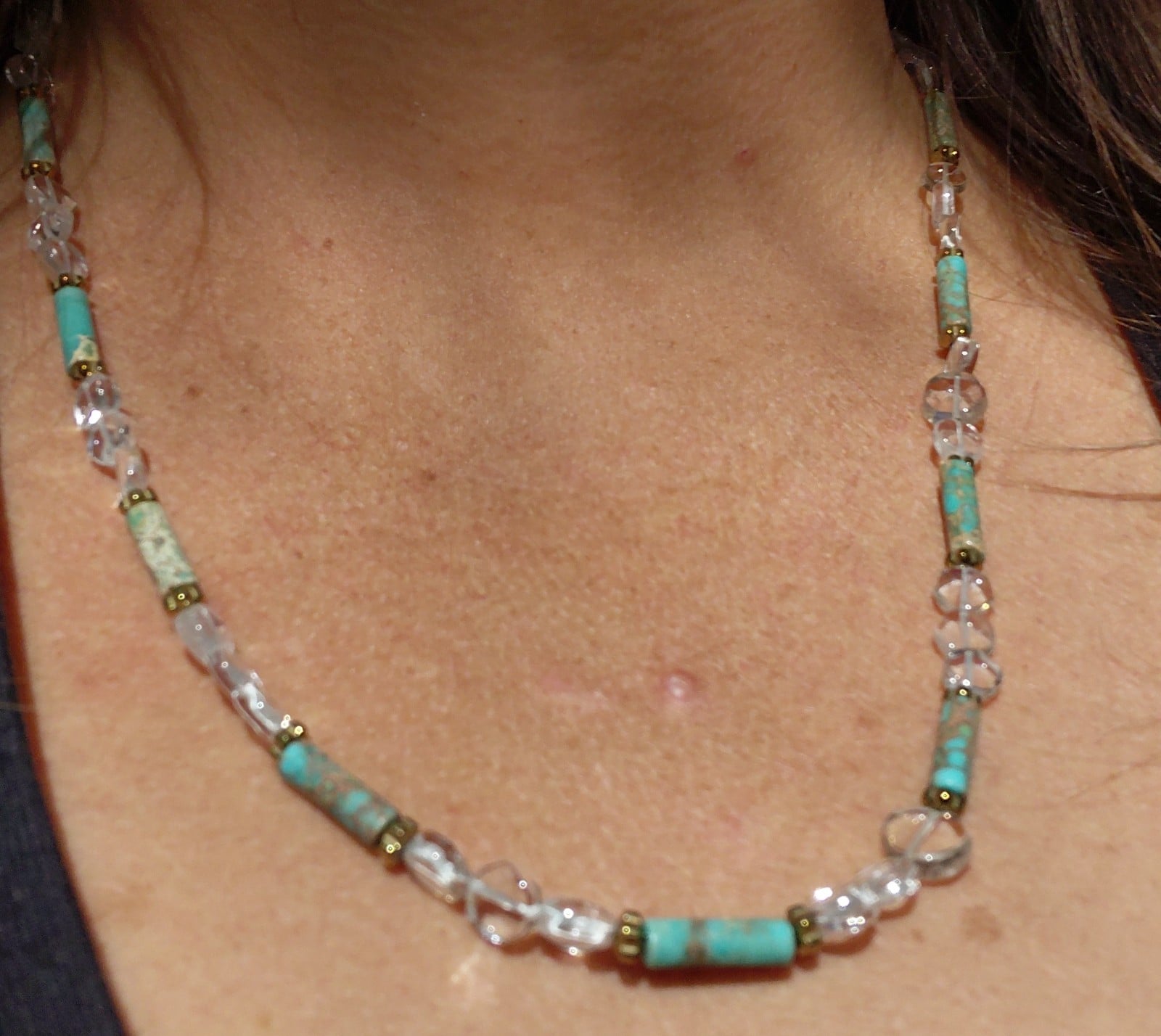Chandelier: ketting met regaliet jaspis, bergkristal en hematiet