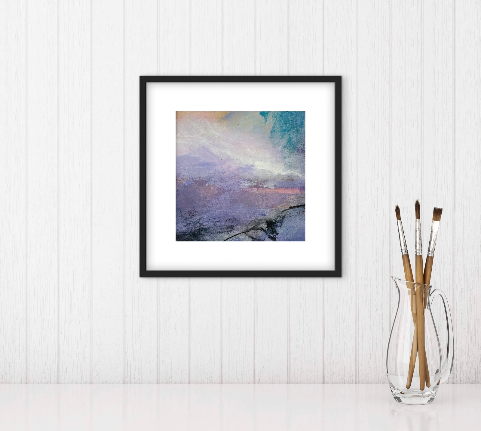 Landschapschilderij ‘Dreamlight’ – Acryl op Hout (32x32cm) - 102442 Landschapschilderij Lila & Blauw – Acryl op Hout 32x32cm – ‘Dreamlight’