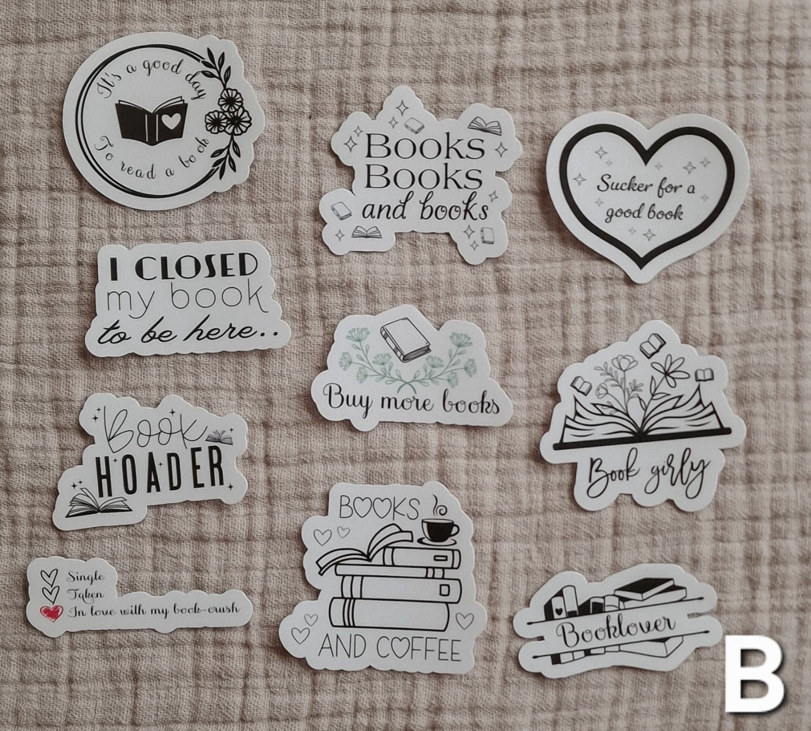 Bookish stickerset, set van 10 stuks
