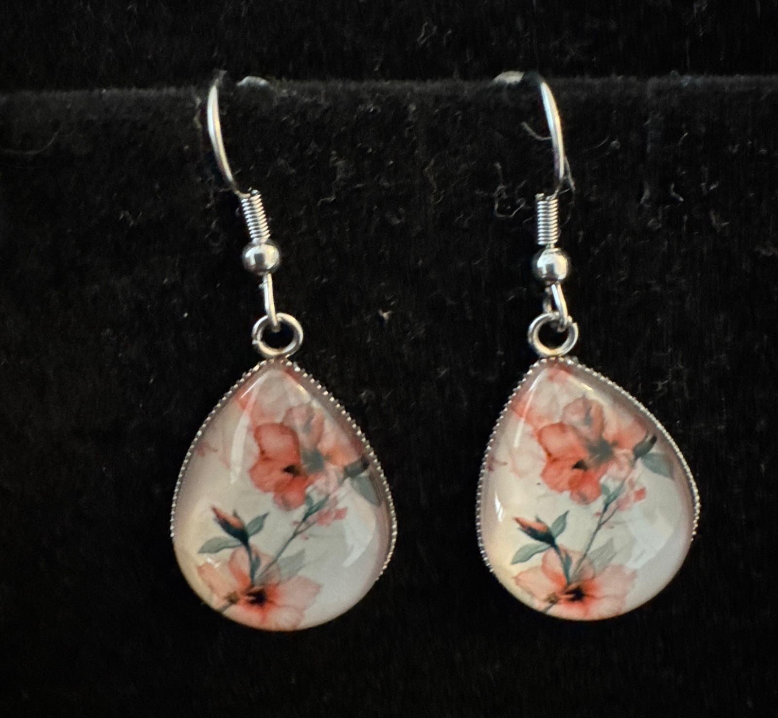 Roze resin zilver oorbellen