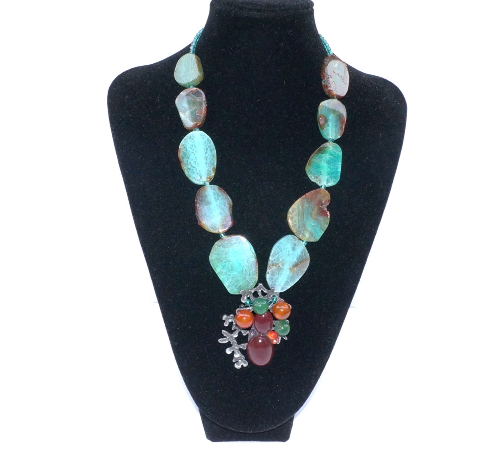 Agaatketting met centrale hangerbroche