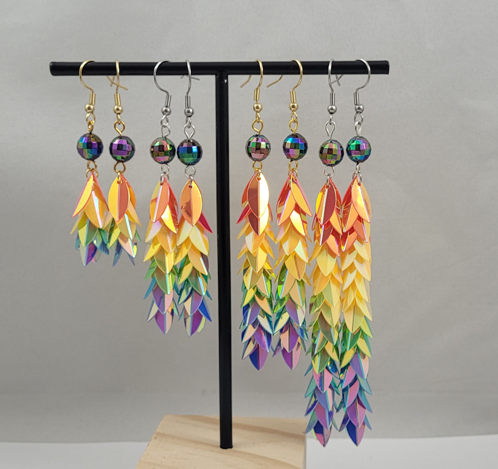 Disco holografische regenboog hang oorbellen