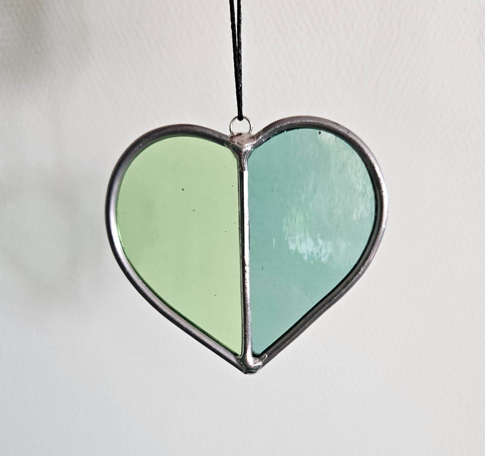 Glas in lood Suncatcher hartje pastel groen/blauw