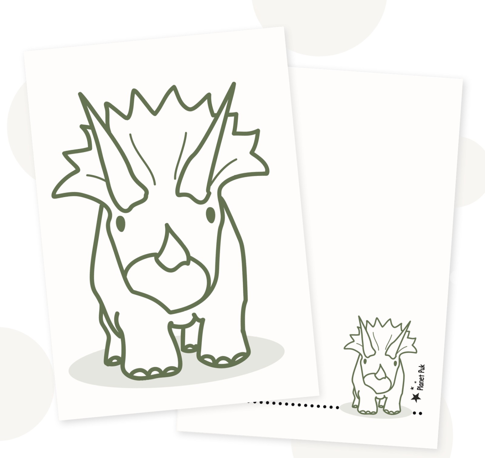 Handgemaakte Cadeau-, Decoratie set Terry Triceratops  | Dinokamer decoratie