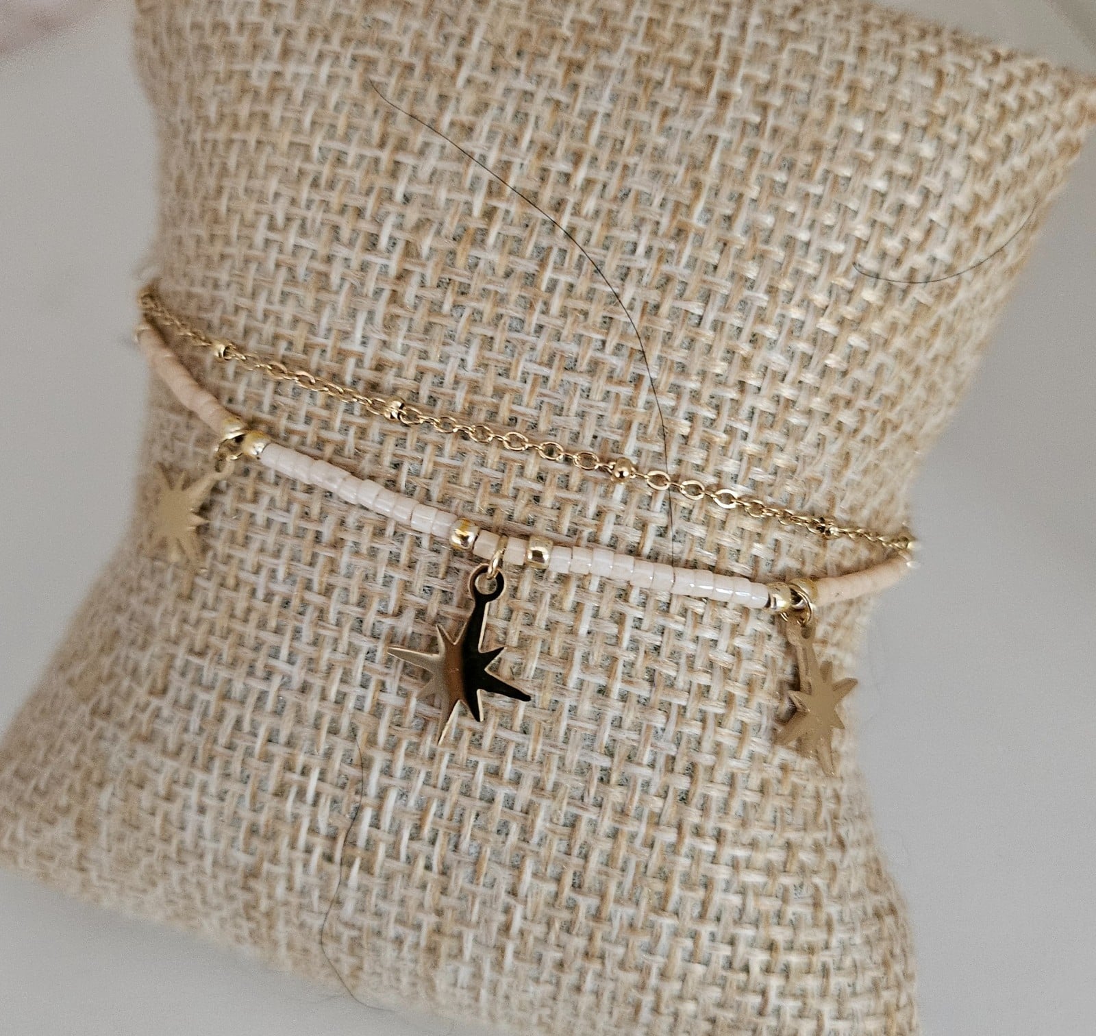 RVS Vergulde Dubbele Armband met Sterretjes - 146675 RVS Vergulde Dubbele Armband met Sterretjes