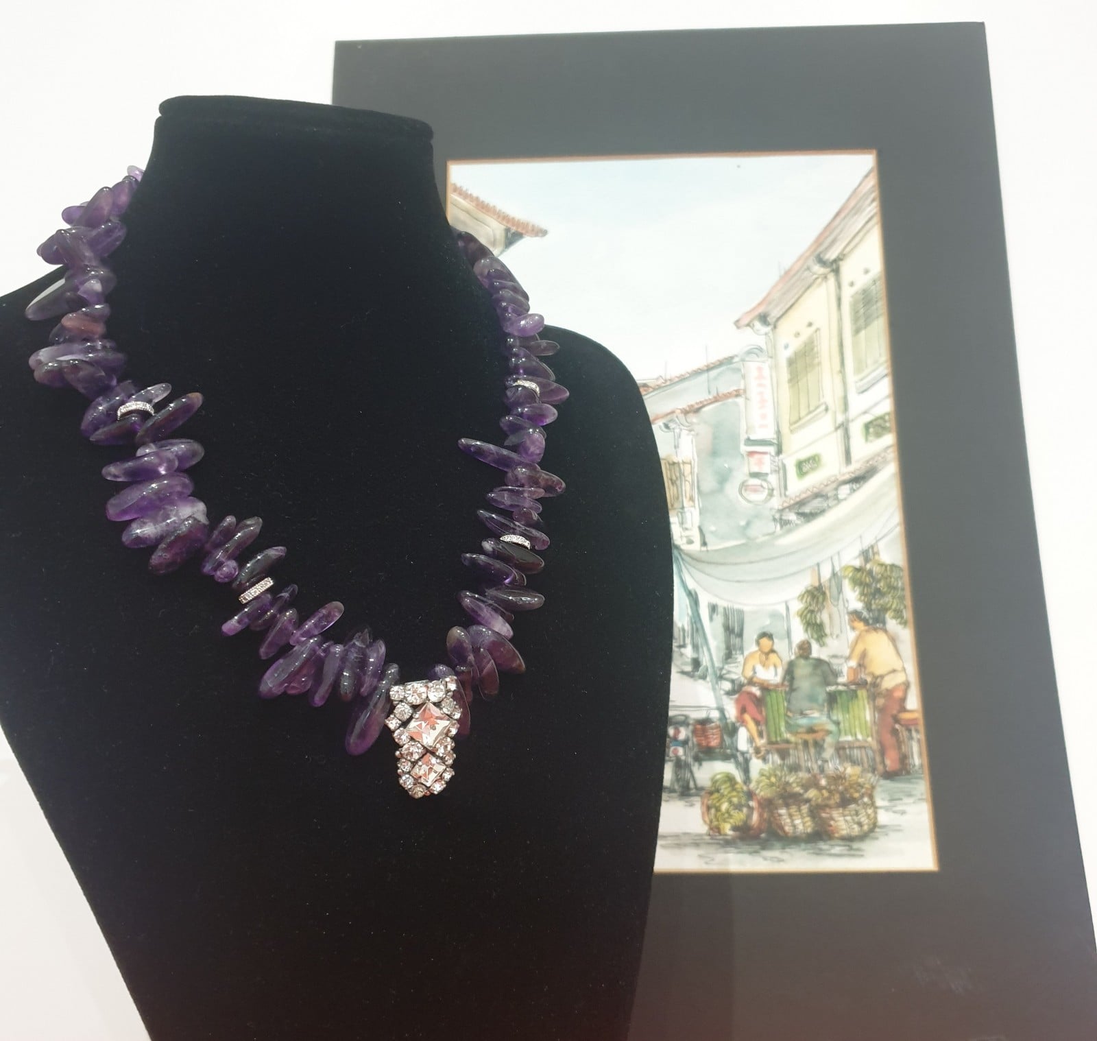 Amethist ketting met kristallen hanger