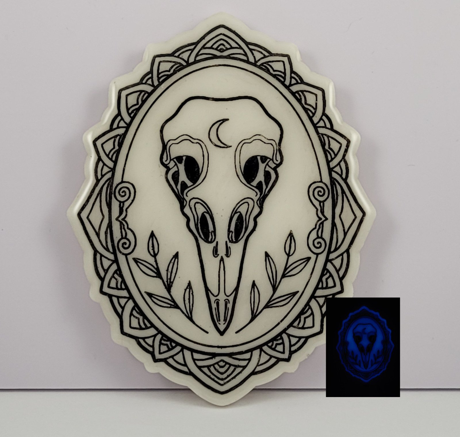 Vogel schedel glow in the dark muur decoratie