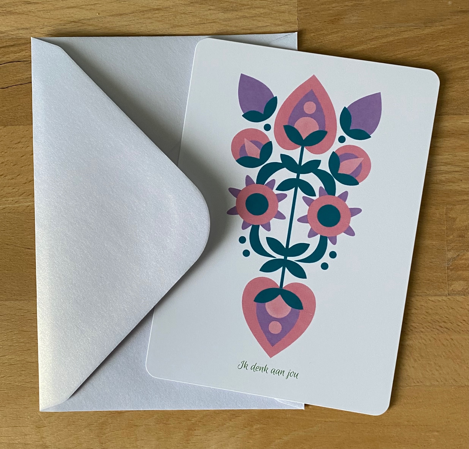 Wenskaart met bloemmotief - 124003 Wenskaart met bloemmotief