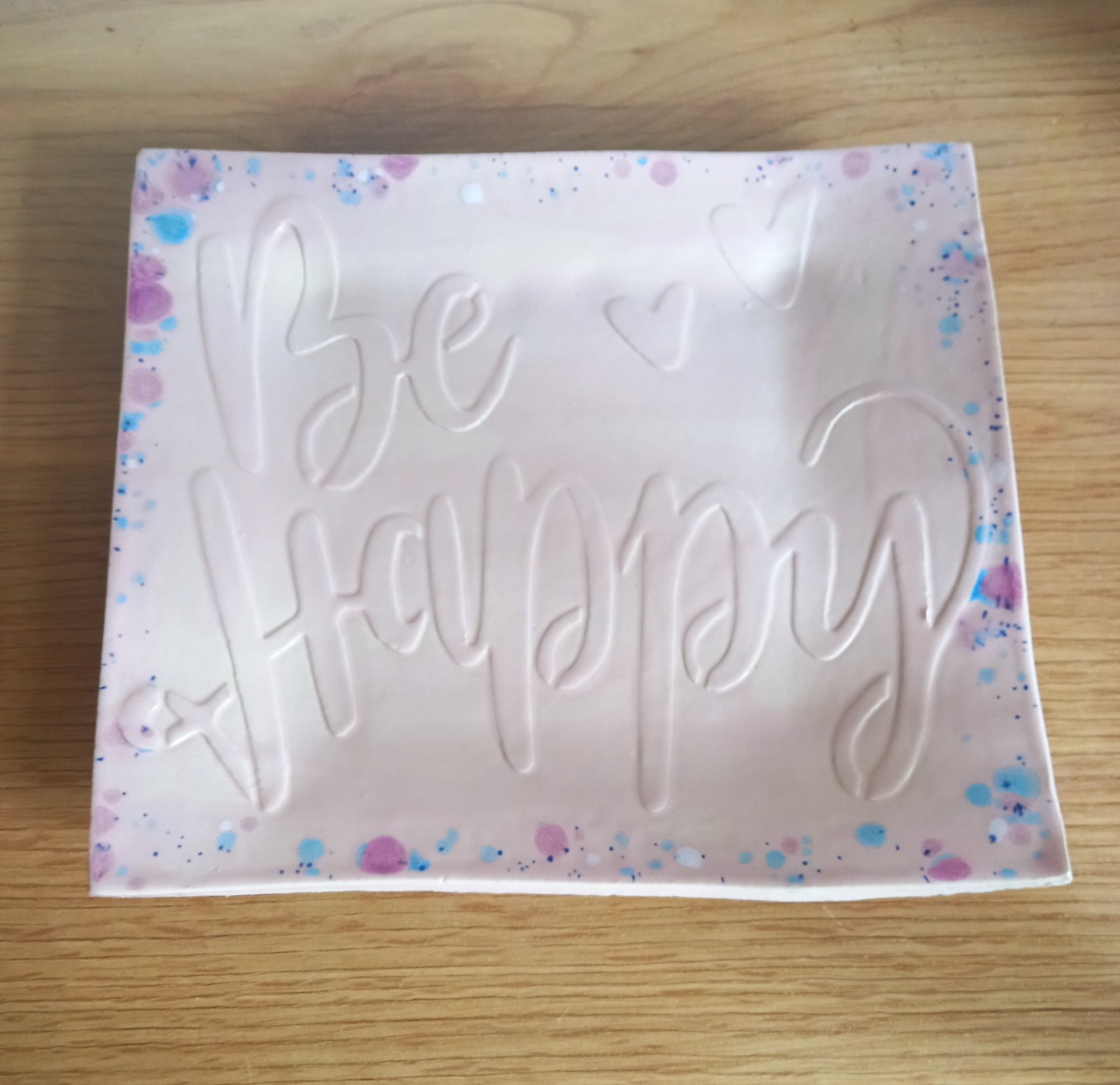 Keramieken serveer/ontbijtbordje met quote