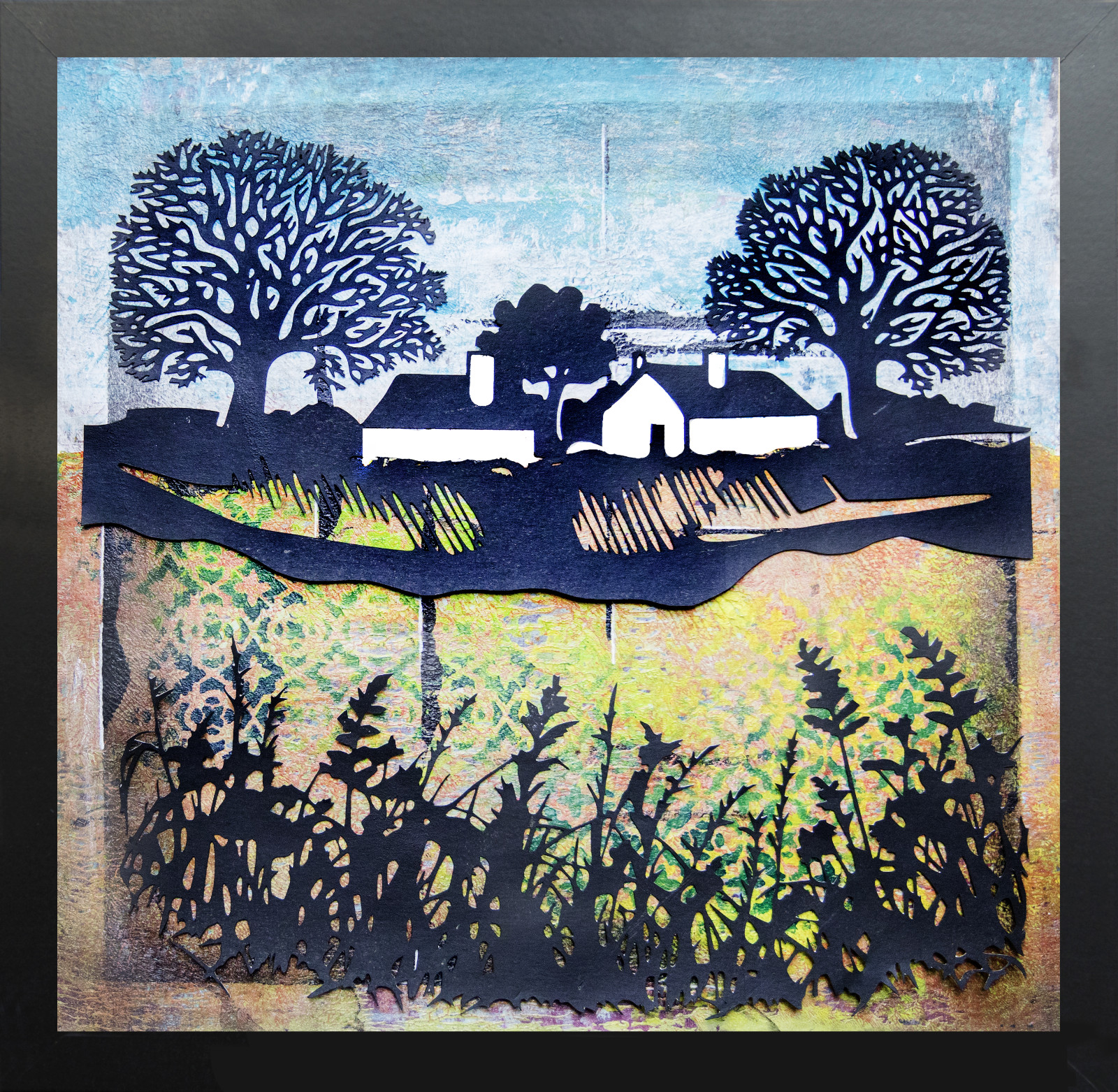 Silhouet van een plattelandslandschap