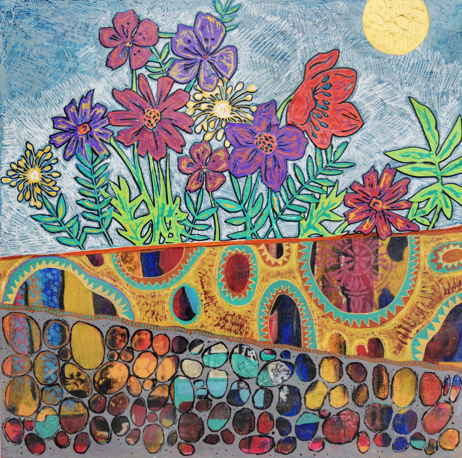 Lentetijd - Acrylverf op houten paneel - 86981 Lentetijd - Acrylverf op houten paneel