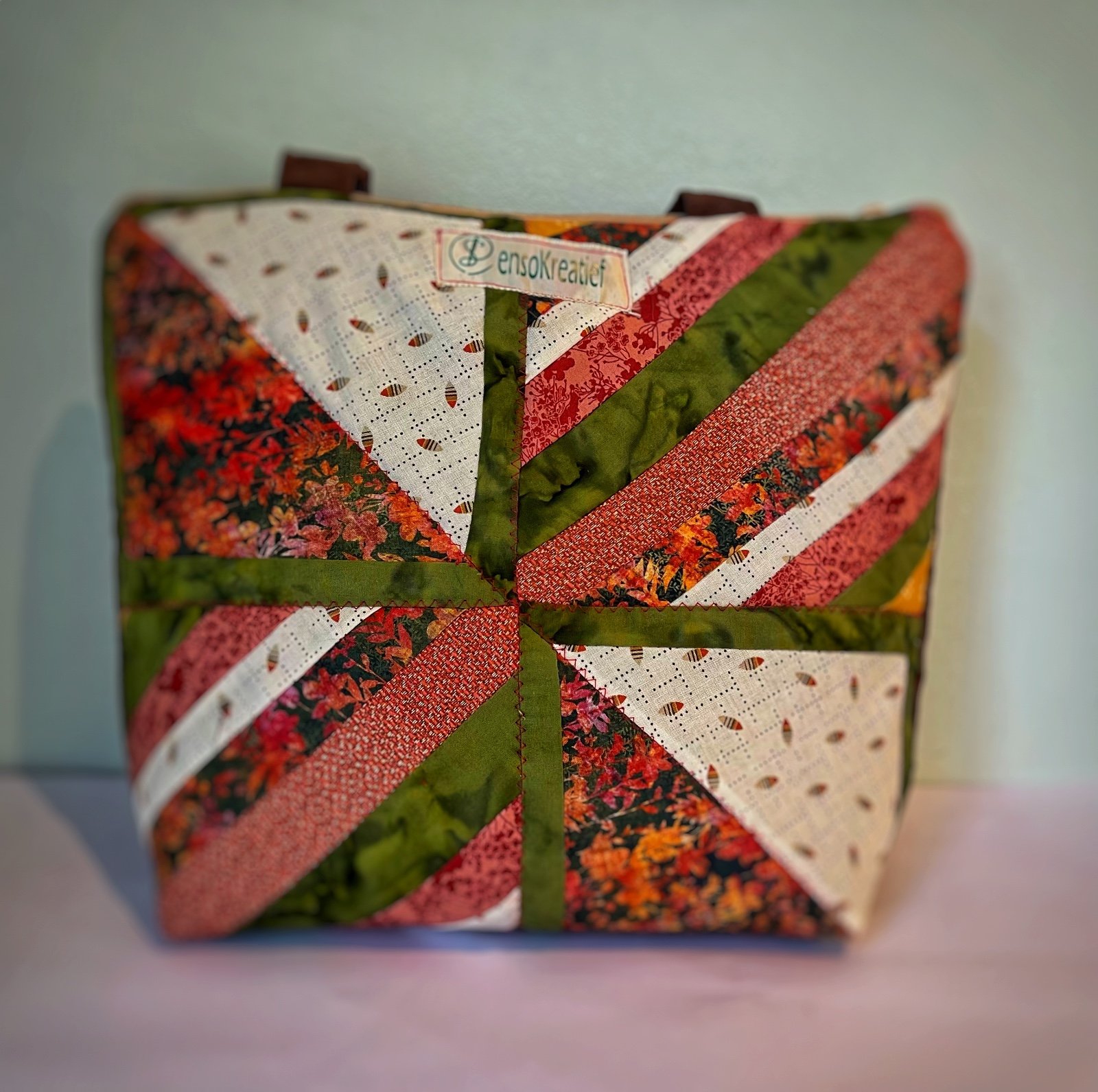 Handgemaakte tas, patroon van warme kleuren - 101273 Handgemaakte tas, patroon van warme kleuren