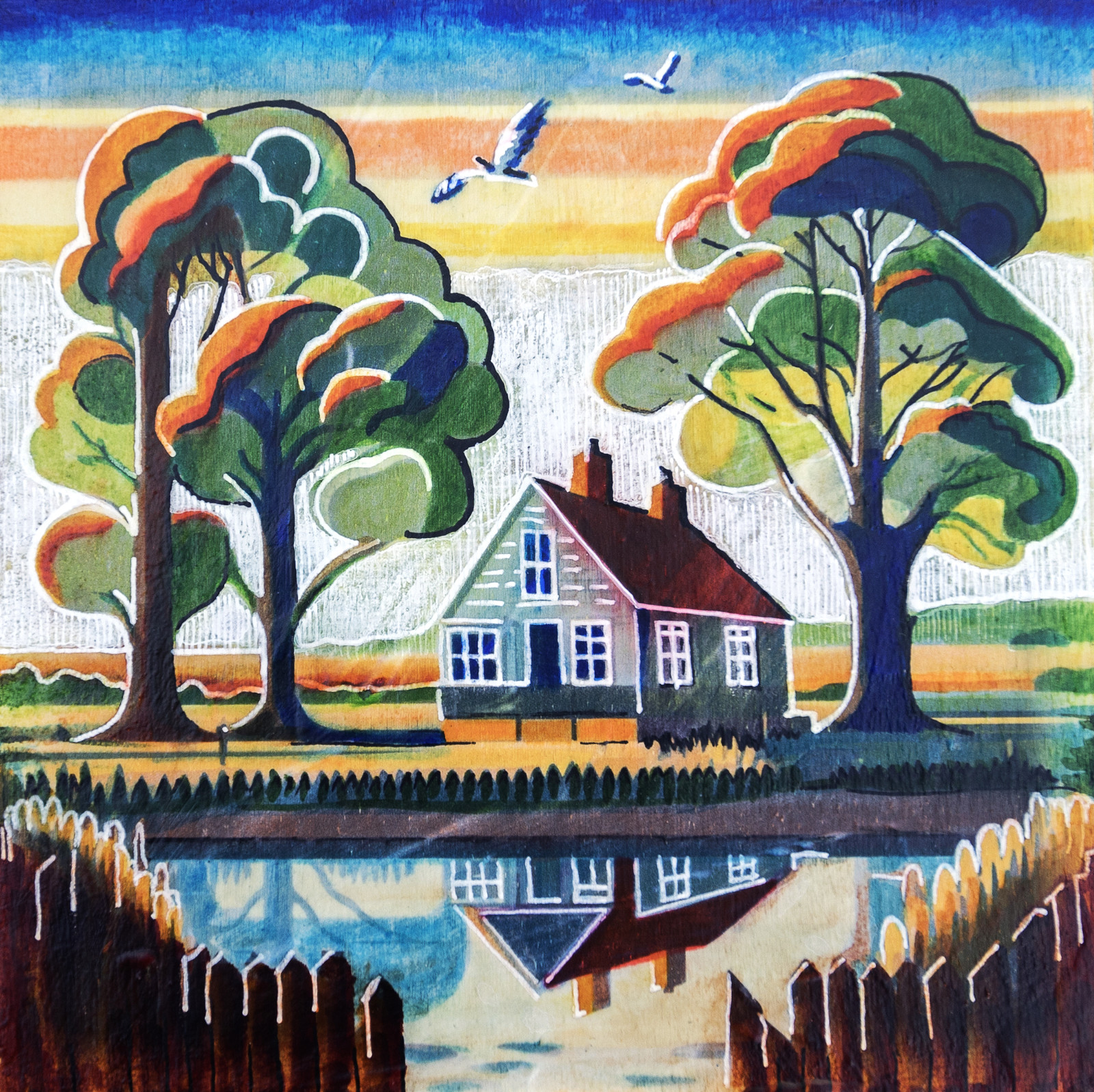 Home and Landscape - mini schilderij op hout