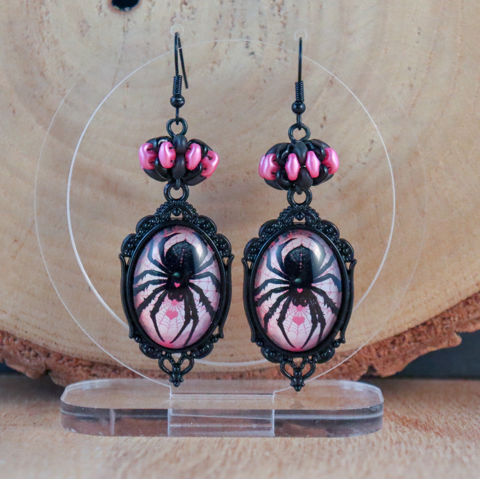 Griezelen & Spookverhalen, Halloween oorbellen met glazen cabochons