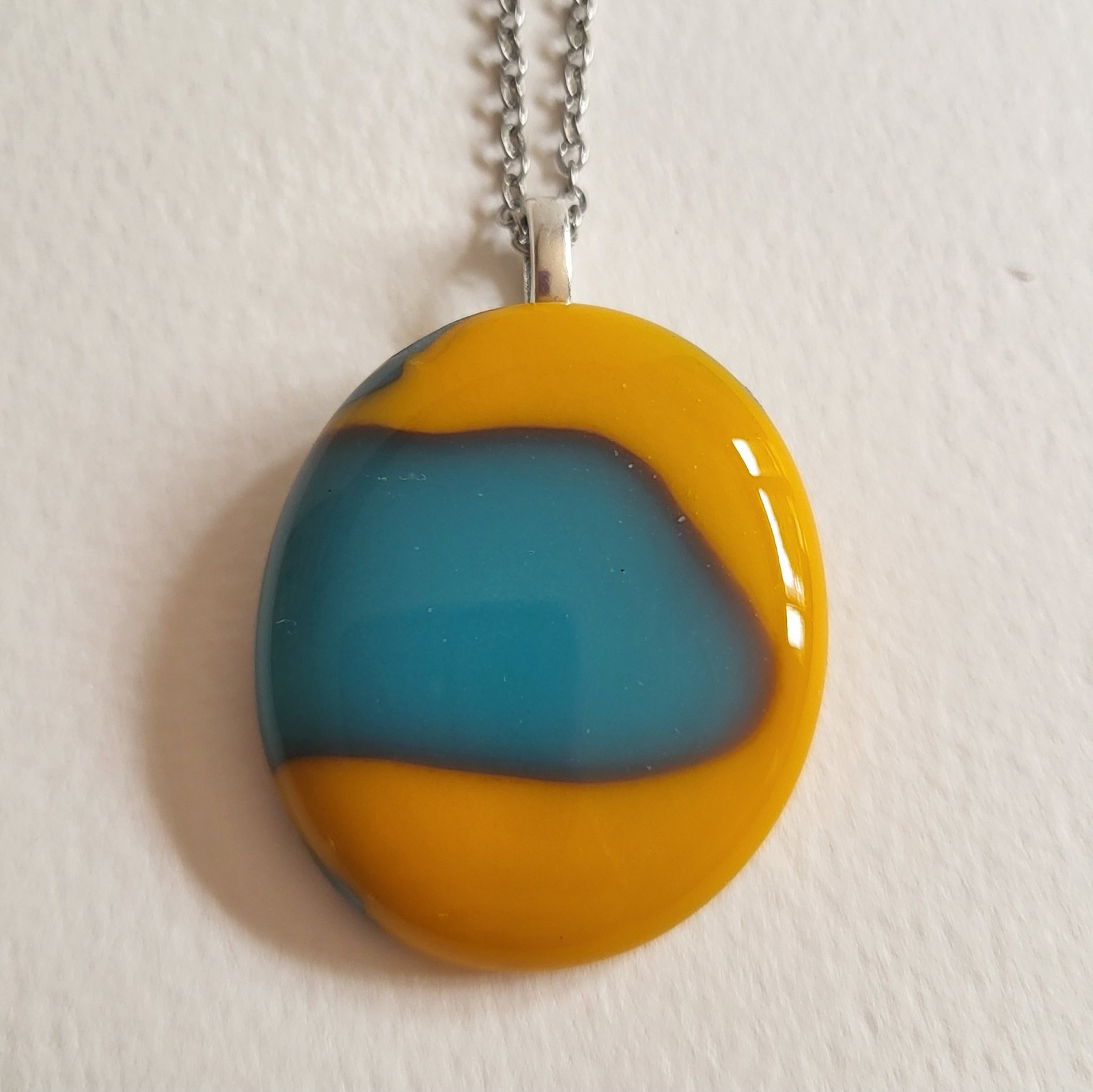 RVS ketting met uniek "Zomerse Bries" glas hanger - 145925 RVS ketting met uniek "Zomerse Bries" glas hanger