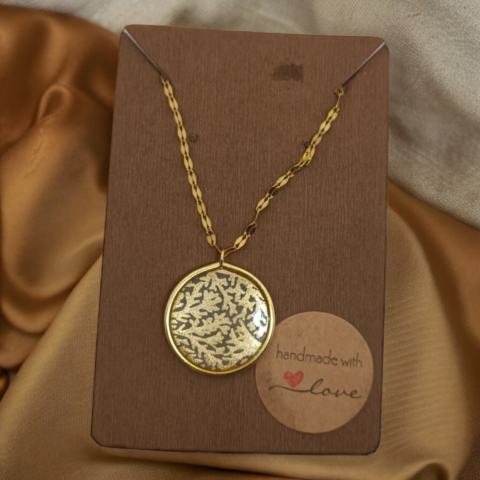 Goudkleurige Roestvrij Stalen Ketting met Ronde takjesontwerp Hanger