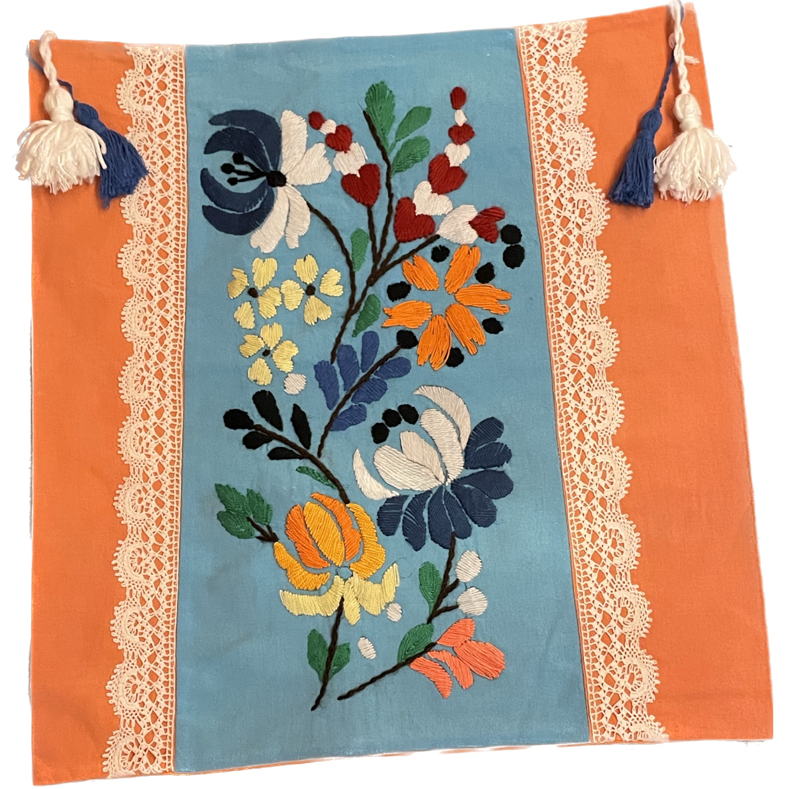 Geborduurd terra kleur katoen kussenhoes met borduursels - 53256.jpeg Katoen kussenhoes met borduursels