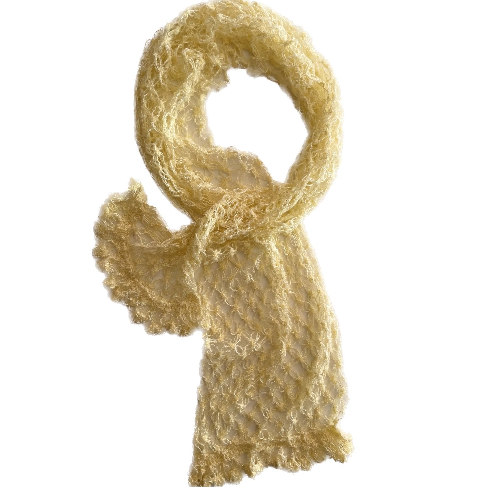 Gehaakte gele sjaal van super zachte angorawol - 53594.jpeg Gehaakte gele sjaal van super zachte angorawol