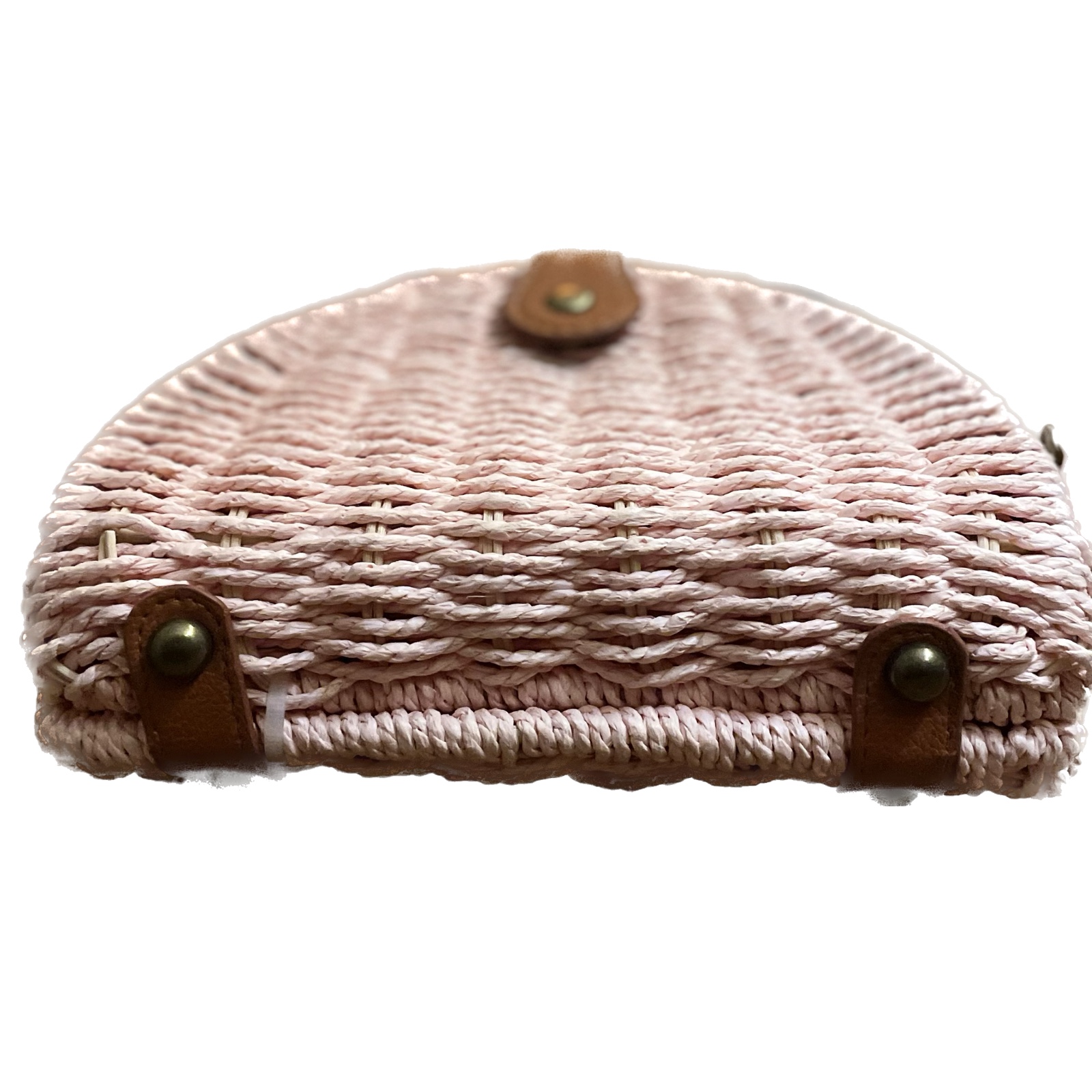 Gevlochten mini tas van rieten met een leren riem - 52990.jpeg Gevlochten mini tas van rieten met een leren riem