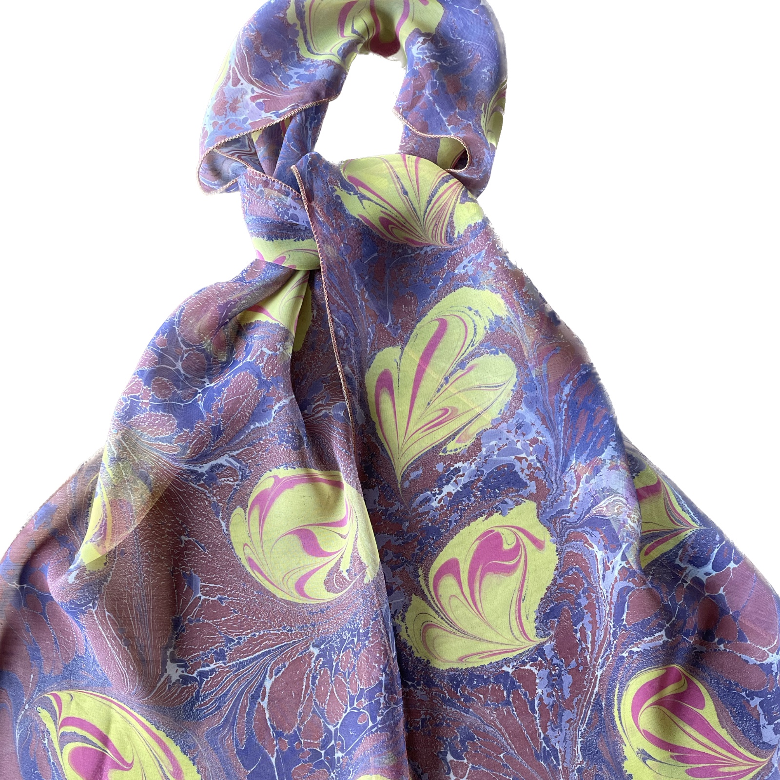 Paars zijden sjaal marble design