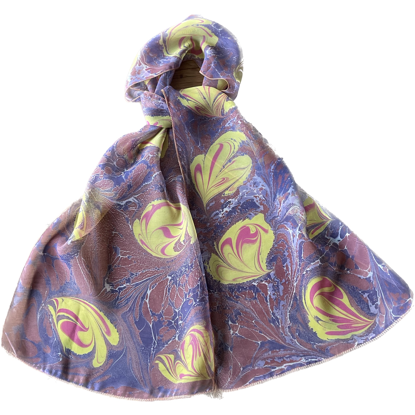 Paars zijden sjaal marble design
