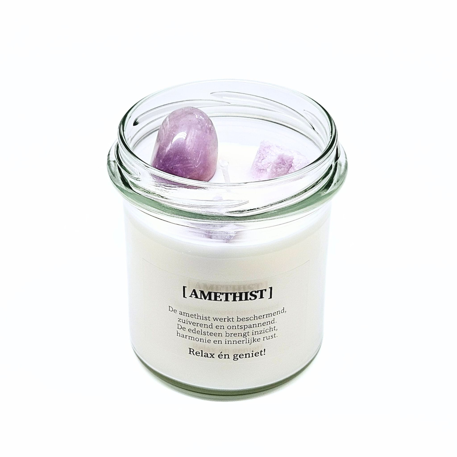 DIY pakket - Kaars met edelsteen en geurdecoratie - Amethist - 54235.jpeg DIY pakket - Sojakaars met edelsteen en geurdecoratie - Amethist