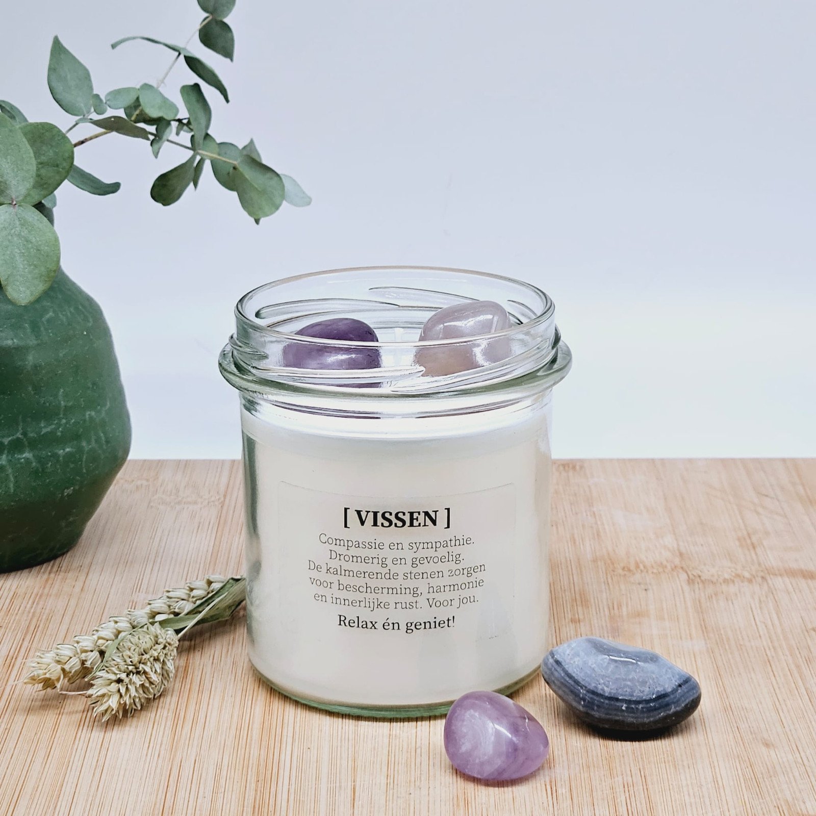 DIY pakket - Sterrenbeeld geurkaars met edelstenen - Vissen