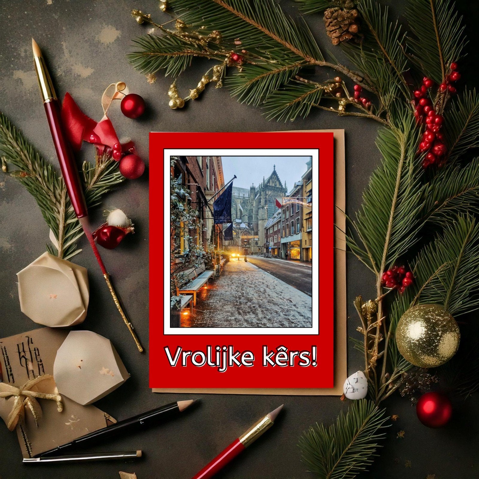 Kerstkaarten Utrecht - - 54623.jpeg Kerstkaarten Utrecht (set van 5) - Vrolijke kêrs