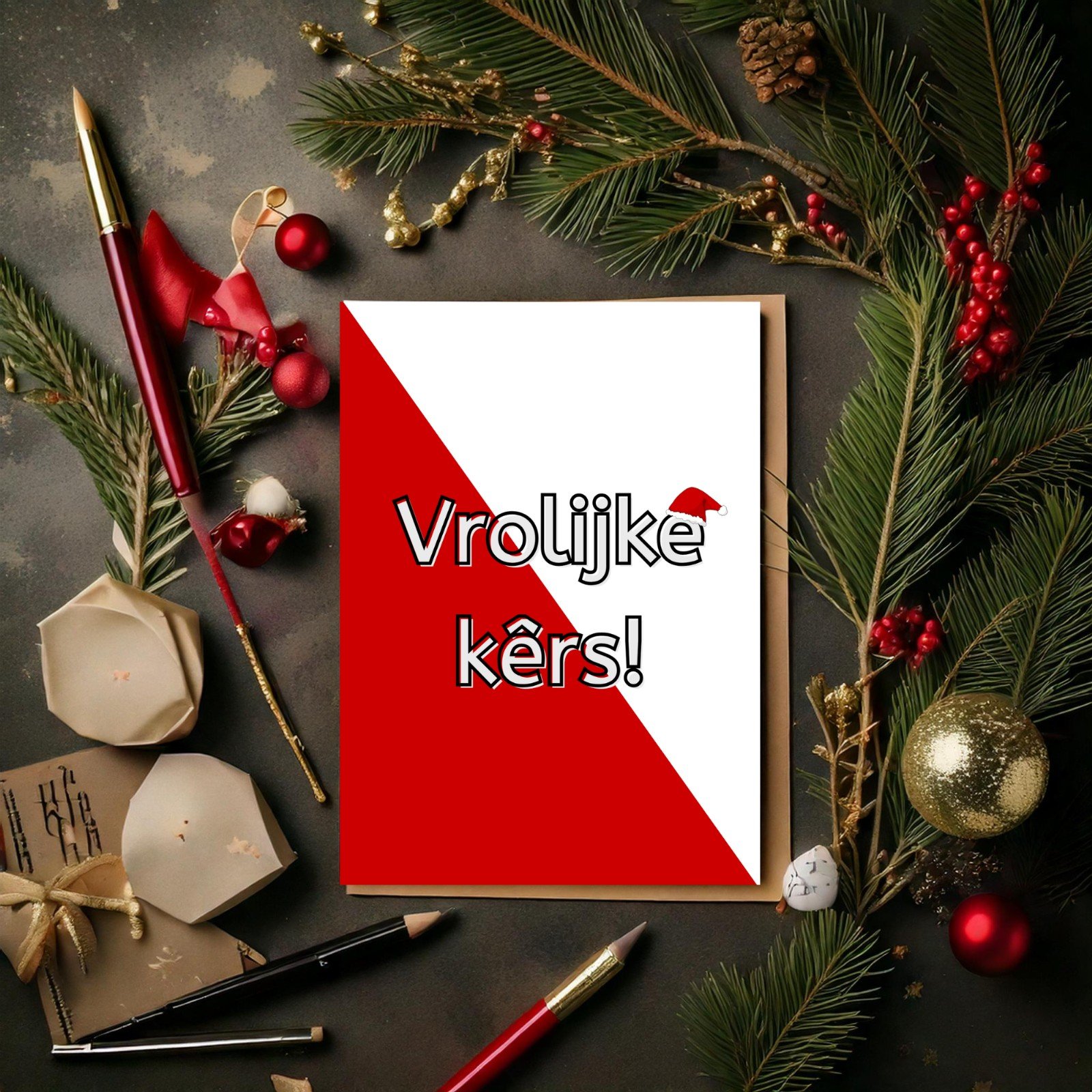 Utregse kerstkaarten (set van 5) - Vrolijke kêrs - 54625.jpeg Utregse kerstkaarten (set van 5) - Vrolijke kêrs