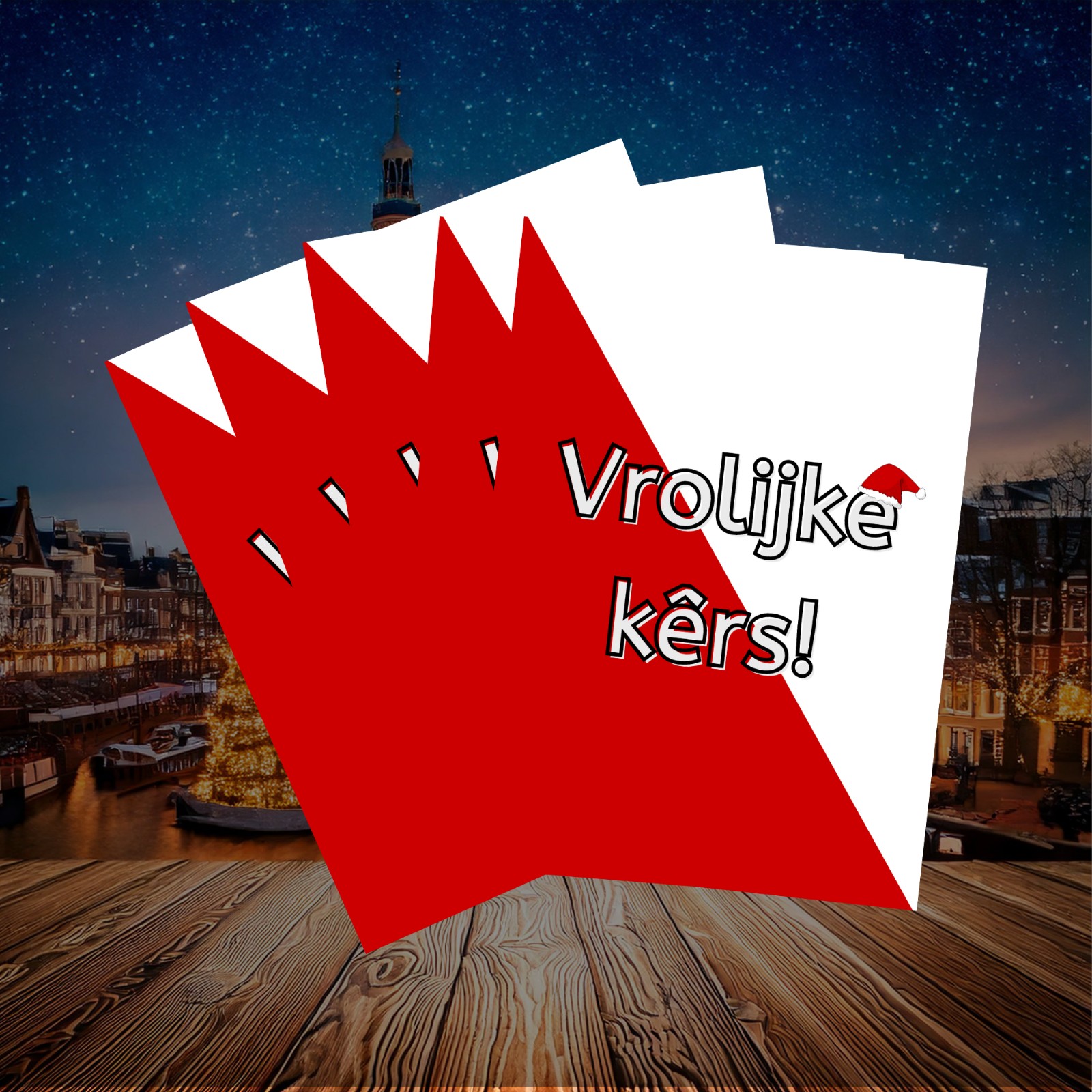 Utregse kerstkaarten (set van 5) - Vrolijke kêrs - 55010.jpeg Utregse kerstkaarten (set van 5) - Vrolijke kêrs