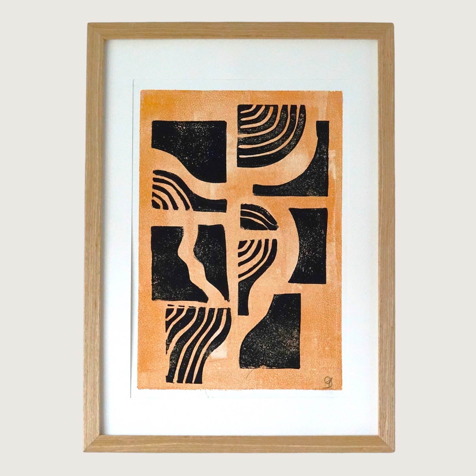 Abstract handgemaakte poster goud met zwart - 62827.jpeg Gebroken Symmetrie, poster goud met zwart