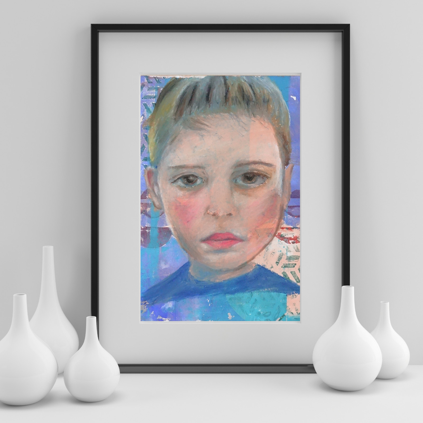 Oilpastel schilderij :Little girl