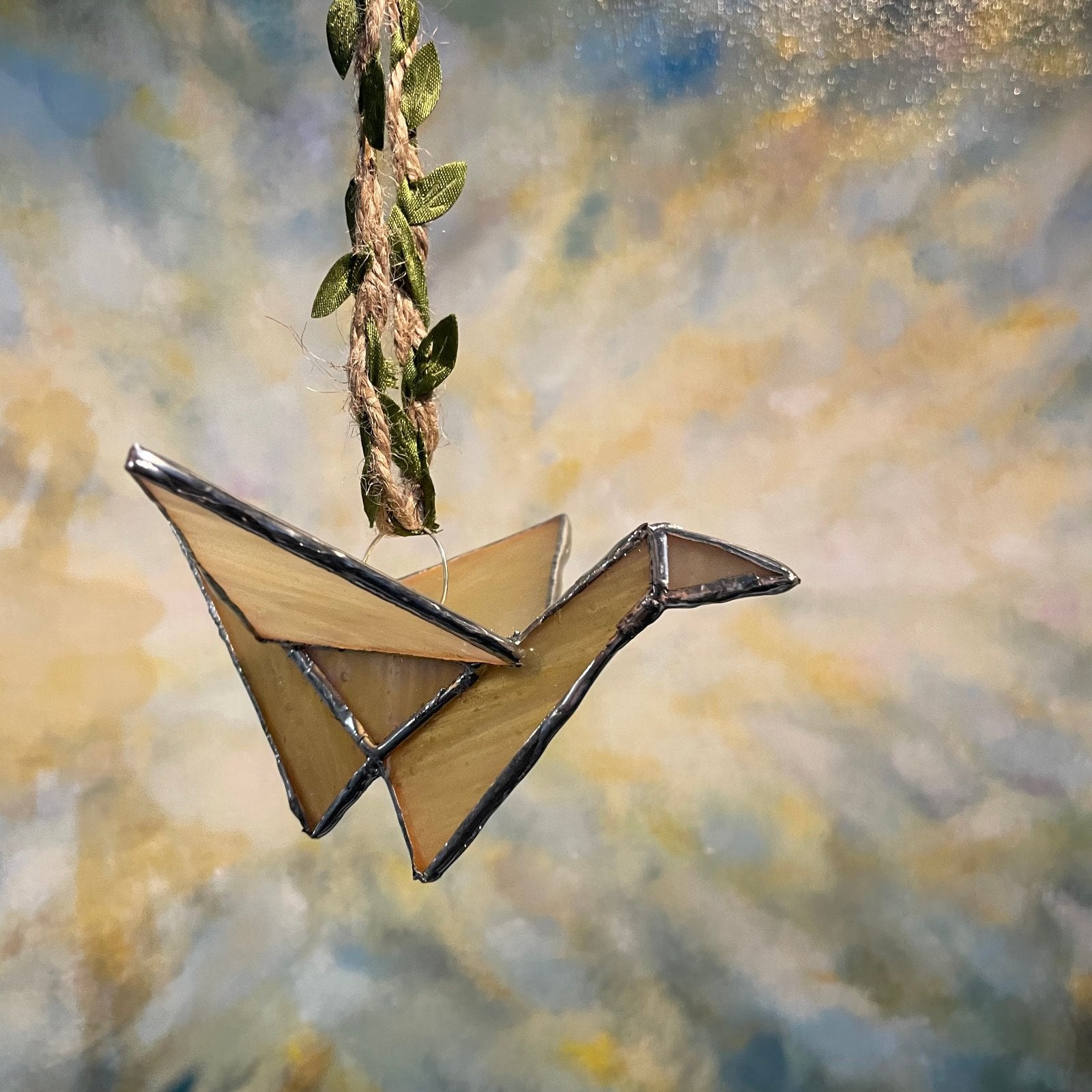 Glas-in-lood zonnevanger: Kraanvogel - oplage van 1000 unieke exemplaren² - 70597.jpeg Glas-in-lood zonnevanger: Kraanvogel - oplage van 1000 unieke exemplaren²